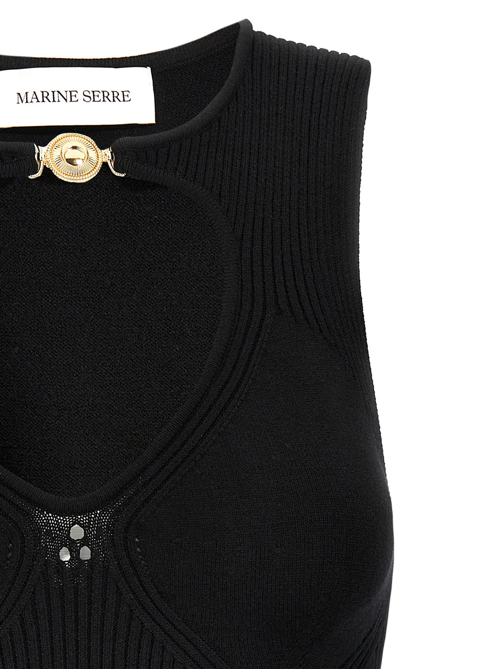 Marine Serre Moon Jewelry Knit Open Neck Top